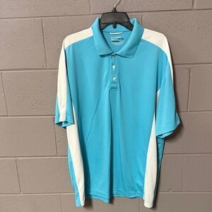 Champion Men's Light Teal and White Stay Dry Golf Polo Shirt